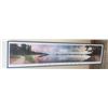 Image 1 : Long Narrow Panorama photo framed Clear Lake MB,  Beach, boats. Nice steel blue frame