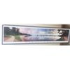 Image 2 : Long Narrow Panorama photo framed Clear Lake MB,  Beach, boats. Nice steel blue frame
