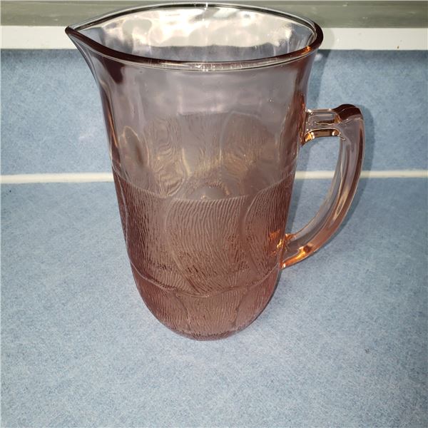 Large pink water pitcher (maybe depression glass but feel brand new)