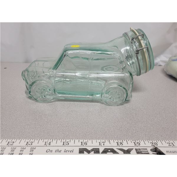 Glass car candy jar