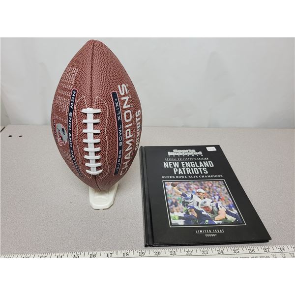 New England patriot supper bowl book and football