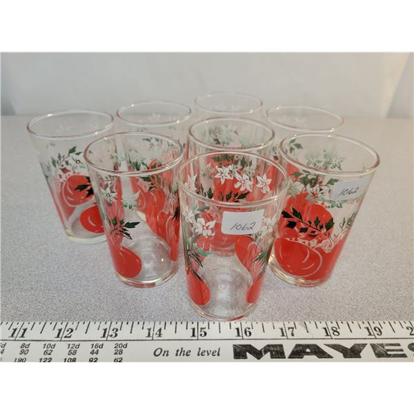 8 1950's juice glasses