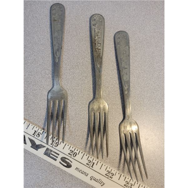 3 Very old forks engraved (Norddeutscher Lloyd Bremen) Ocean Liner, back engraved with ship picture