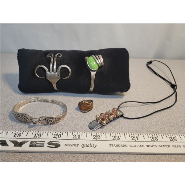 5 pieces silver plate – fork and spoon jewelry