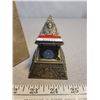 Image 2 : large stone obelisk – 8 inches tall, brass Egyptian pyramid with a rose quartz sphere