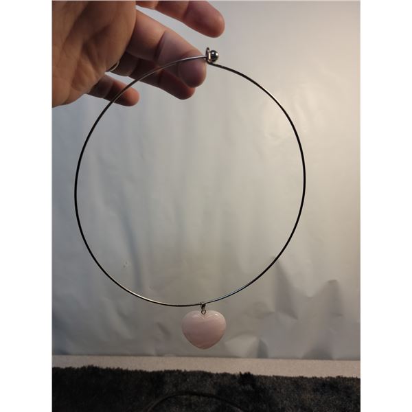 2 Rose Quartz heart necklaces