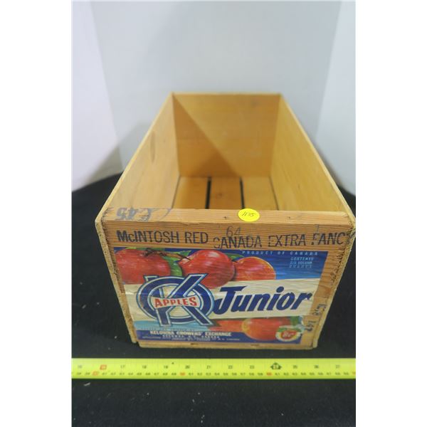 2/5 Bushel "McIntosh Red" Apple Wooden Crate 9 X 17 1/2 X 8"H