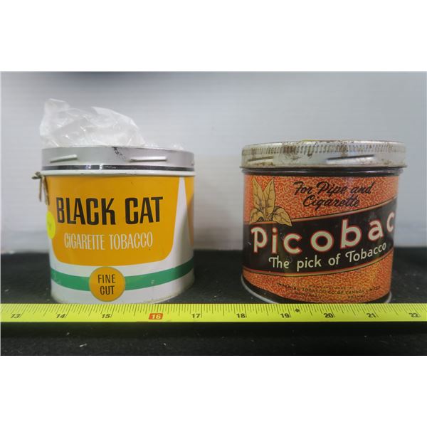 2 Tobacco Tins and Contents, 1 Black Cat, I Picobac