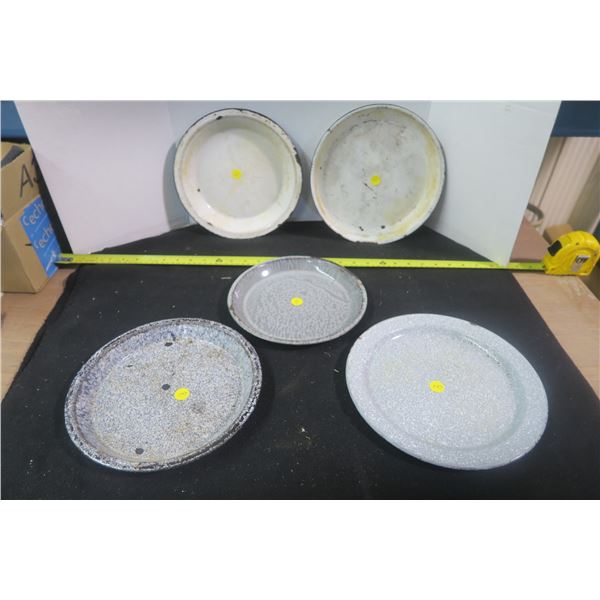 5 Enamelware Plates