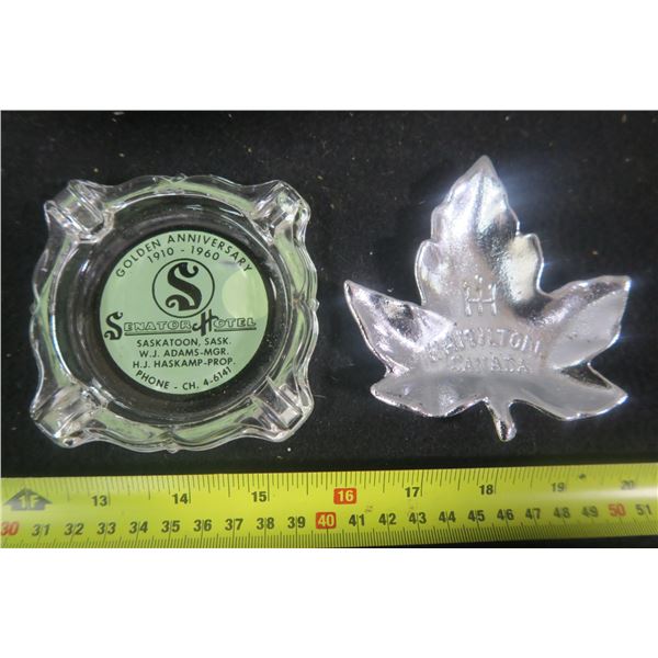 Senator Hotel of Saskatoon Ashtray and Hamilton Ont. Ashtray