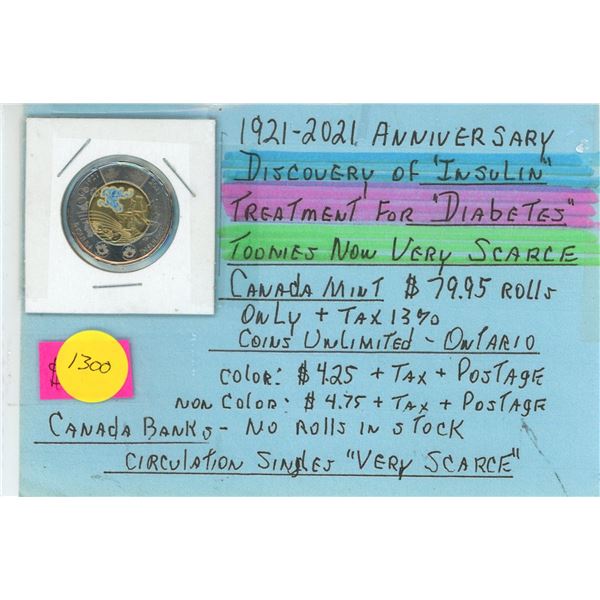 1921-2021 Discovery of Insulin Color Toonie