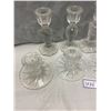 Image 2 : 4 Pair of Crystal Candle Holders 2 1/2, 5 1/2, and 6" Tall