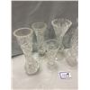Image 2 : 8 Crystal Vases 3 1/2" to 6" Tall
