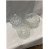 3 Crystal Bowls 2 Footed 1 With Lid and 1 7