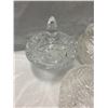 Image 2 : 3 Crystal Bowls 2 Footed 1 With Lid and 1 7" Bowl
