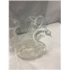 Image 4 : 4 Crystal Pieces, Decanter, Basket, Swan, and Vinegar Cruet