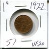 Image 1 : 1 cent Canadian 1922 VF20