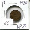 Image 1 : 1 cent Canadian 1930 VF20