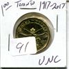 Image 1 : 1917-2017 Maple Leafs Loonie UNC 100 yr