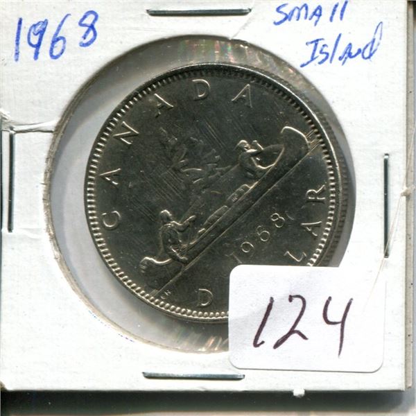 One dollar coin Canadian 1968 (small Island)
