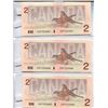 Image 2 : 3 Canadian 2 Dollar bills Sequential UNC