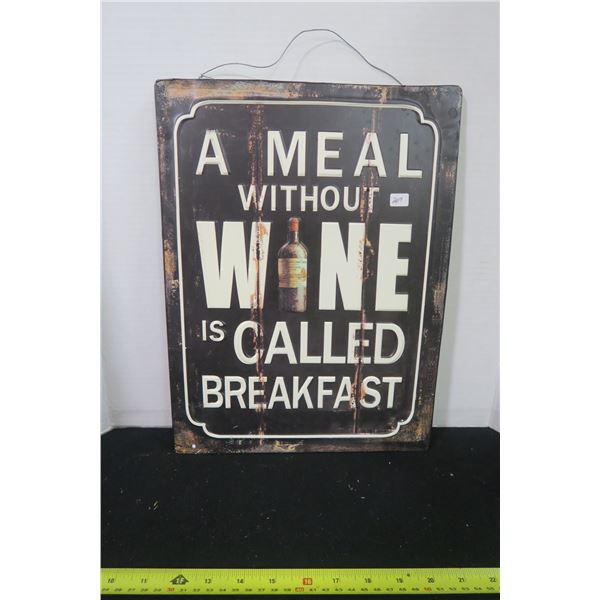 Tin Wine/Breakfast Sign 12 X 15.5"