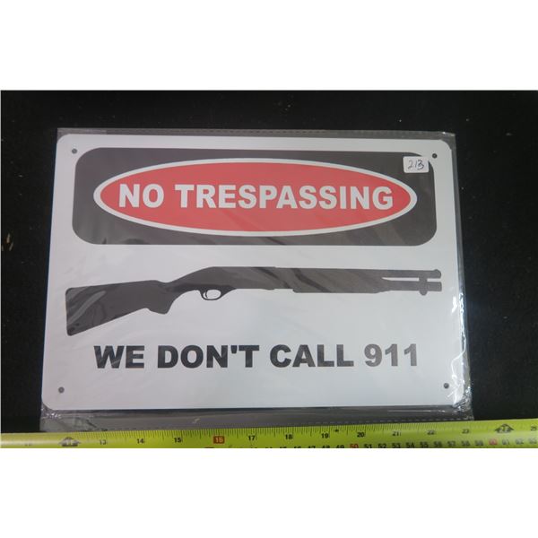 No Trespassing Tin Sign 8 X 11 3/4"