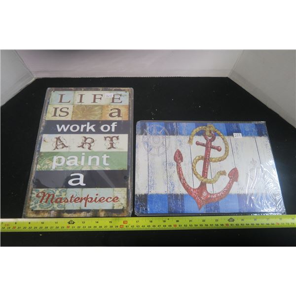Paint and Anchor Tin Signs  8 X 11 3/4" (2)