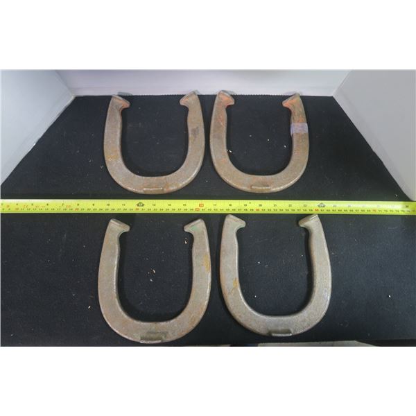 4 Antique 2 1/4LB Horseshoes Drop Forged Double Ringer