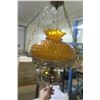 Image 2 : Antique Hanging Hurricane Lamp Amber Hobnail