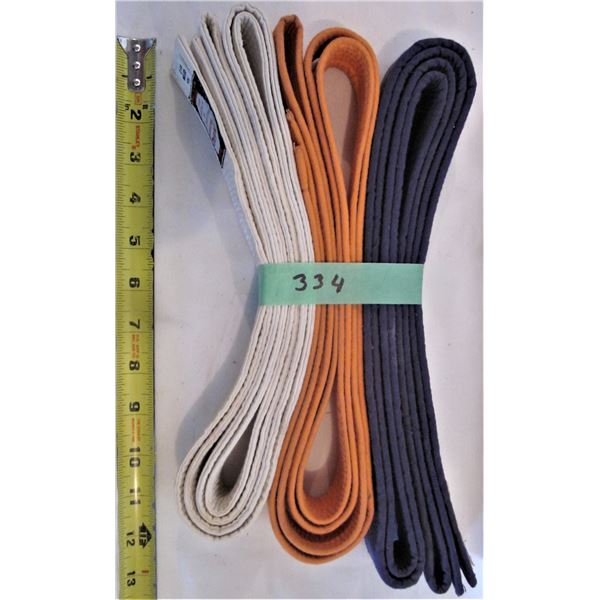 3 Judo/Karate belts - white, orange, purple