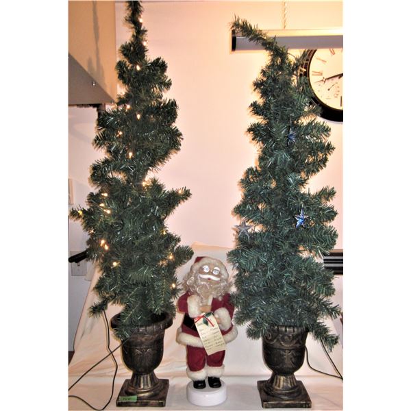 2 - 48" lighted Christmas trees comes with musical Santa - working