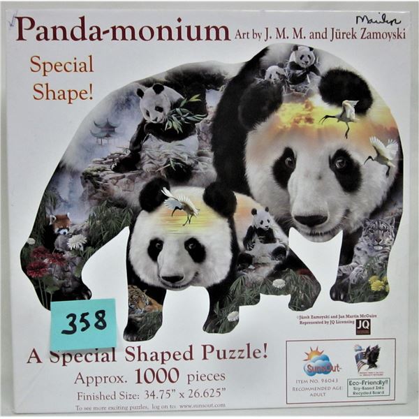 Sunsout "Panda-Monium" special shape 1000 piece puzzle