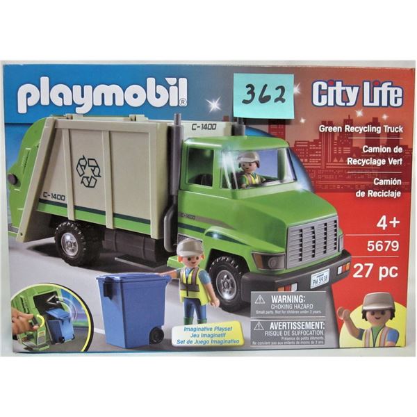 New 2015 Playmobil #5679 Green Recycling Truck 27 piece set