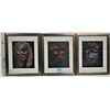 Image 1 : Trio of framed matted 8" X 10" tribal masks