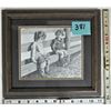 Image 1 : Bernie Brown "girls will be girls" pecil art framed & matted