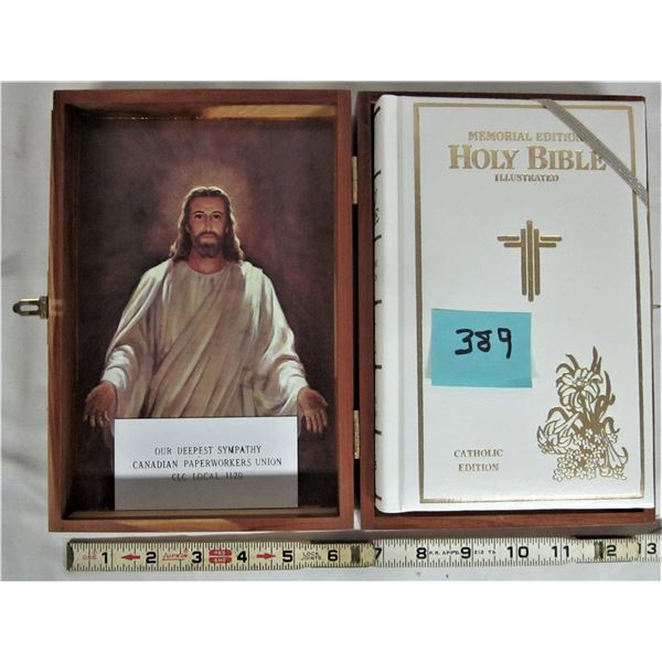 Wooden boxed 5" X 8" Catholic edition illustrated memorial edition Holy Bible