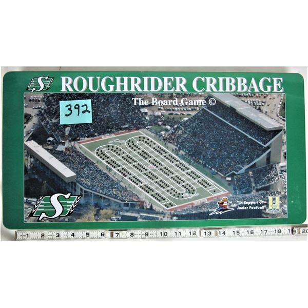 Collectible Saskatchewan Rougrider cribbage game - metal tin