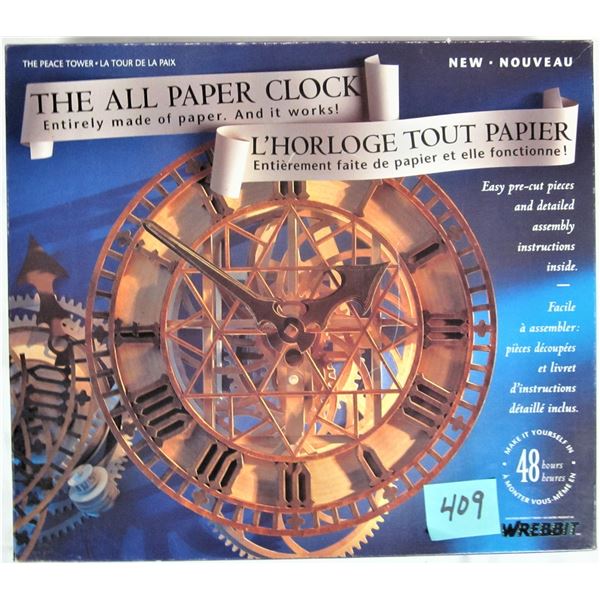 Vintage 1993 Wrebbit all paper clock - unpunched "The Peace Tower"