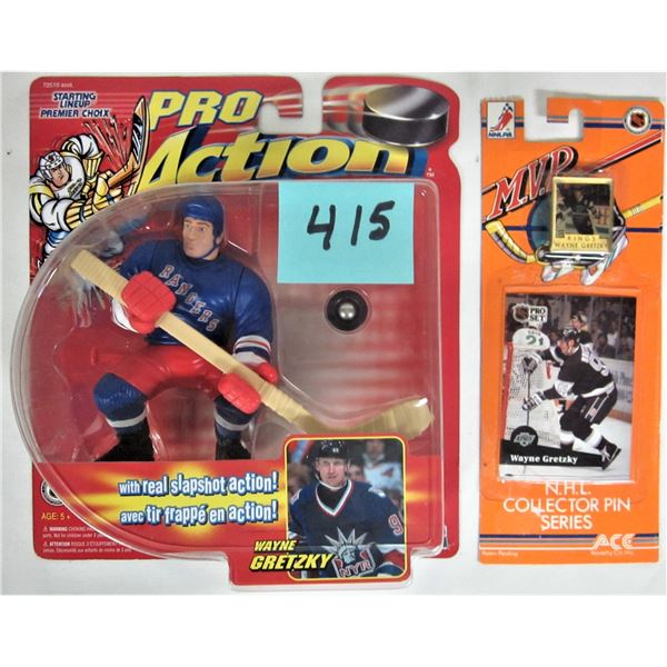NEW 1998 Starting lineup  pro action LA Kings Wayne Gretzky action figureplus 1991 NHL MVP ProSet LA