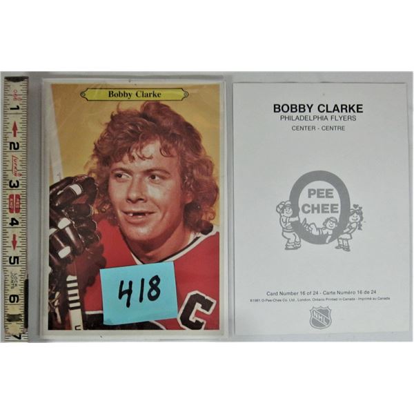 1981 5 X 7" Bobby Clarke Philadelphia Flyers O-Pee-Chee #16 card