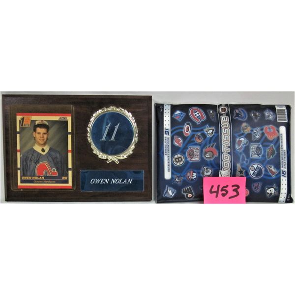 Framed autographed Quebec Nordiques Owen Nolan score rookie card plus pouch 16 Eastern & Western kle