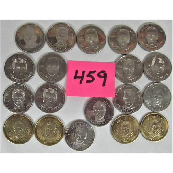 Lot of 19 gold & silver NHL pinnacle ltd. Edition hockey greats players coins