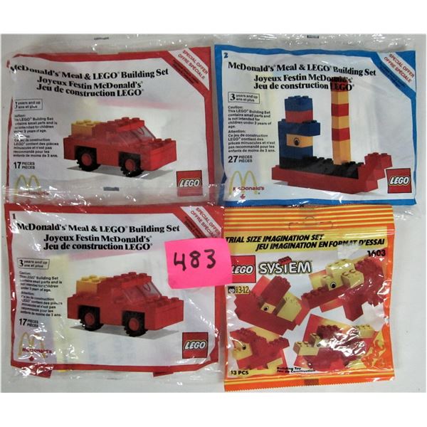 Four new sealed Lego mini sets - 3 McDonalds 1984 Happy Meal sets