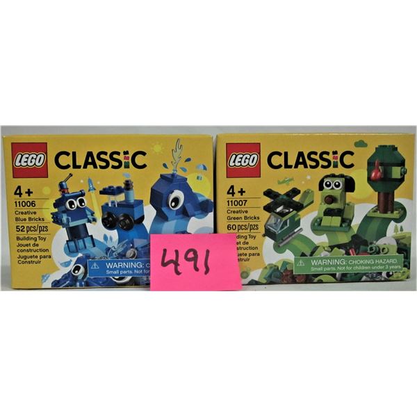 2 new sealed 2020 Lego creative sets 11006 Blue Bricks, 11007 Green bricks