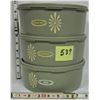 Image 1 : Vintage avocado green stackable Tupperware 3 piece biscuit mix - rice - oatmeal canister set with li