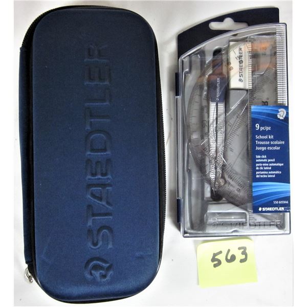 New 9 piece Staedtler school geometry kit with zippered carry case