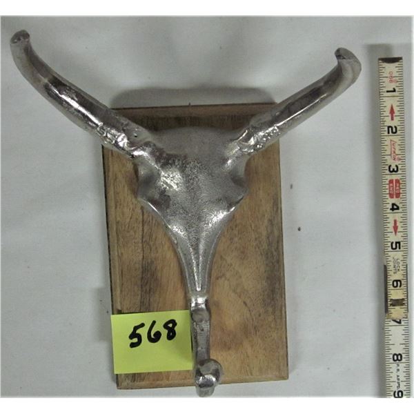silver plated long horn steer coat hook