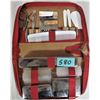 Image 1 : Vintage ladies travel toiletry set and red zippered leather case