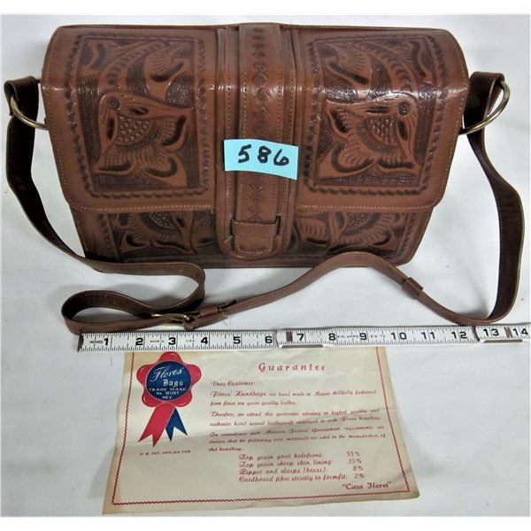 Vintage Mexican Casa Flores tooled leather (goat) purse